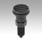 Indexing plungers, steel or stainless steel with plastic mushroom grip