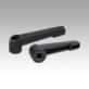 Clamping levers, plastic, non-adjustable with square socket, insert blue passivated steel