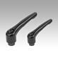 Clamping levers with internal thread, satin finish