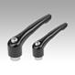 Clamping levers with internal thread, steel parts stainless steel, satin finish