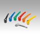 Clamping levers with internal thread, steel parts stainless steel, matt textured