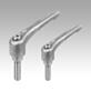 Clamping levers with external thread, steel parts stainless steel, bright