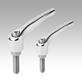 Clamping levers external thread, steel parts stainless steel, high-gloss chromed