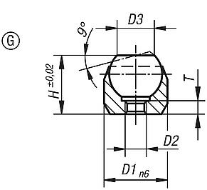 Self-aligning pads, Form G, press fit, flattened ball, smooth face