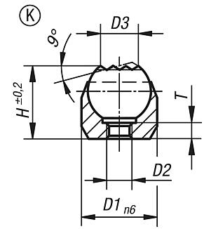 Self-aligning pads, Form K, press fit, flattened ball, with carbide insert