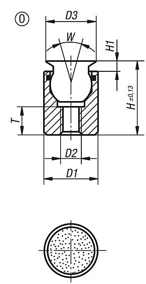 Self-aligning pads with O-ring, Form O, stainless steel ball with diamond impregnated face