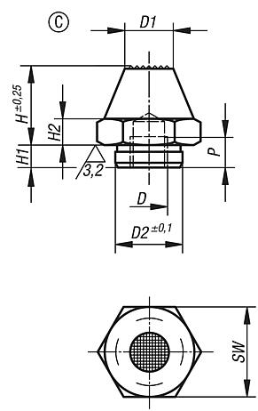 Rest pads with positioning pin Form C serrated face