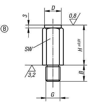 Positioning feet, Form B flat face hardened and ground