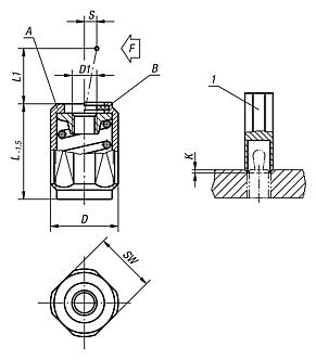 Lateral spring plungerswith threaded sleeve, without thrust pin