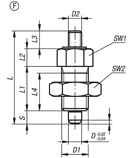 Indexing plungers, steel or stainless steel with threaded pin and locknut