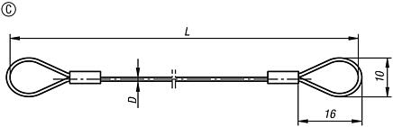 Retaining cables Form C, with eyes both ends