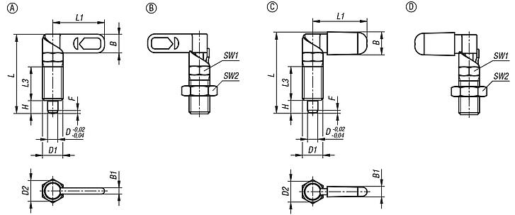 Cam-action indexing plungers with stop, stainless steel