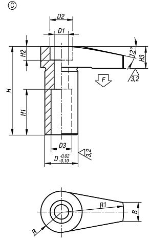 Hook clamp with long hook, Form C