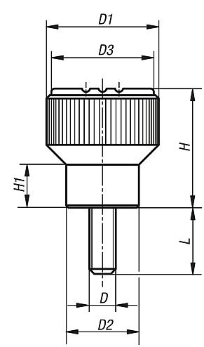 Knurled knobs with external thread