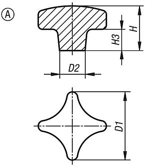 Palm grips similar to DIN 6335, aluminium, Form A, blank