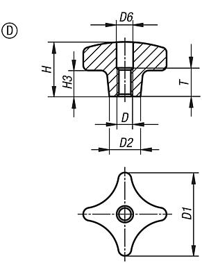 Grey Cast Iron Palm Grips DIN 6335, form D