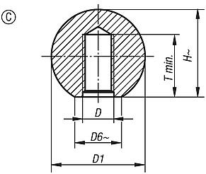 Ball knobs thermoplastic DIN 319 enhanced, Form C, with plastic thread