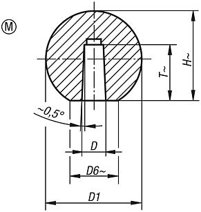 Ball knobs thermoplastic DIN 319 enhanced, Form M, with tapered bore