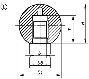 Ball knobs, smooth, DIN 319 enhanced, Form L, with clamping sleeve