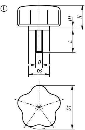 Five lobe grips with external thread