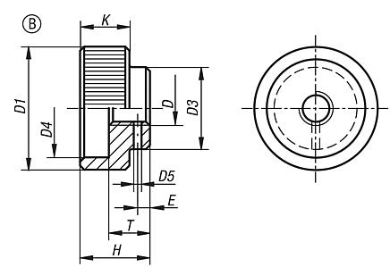 Knurled nuts, steel DIN 6303 Form B, with pinhole