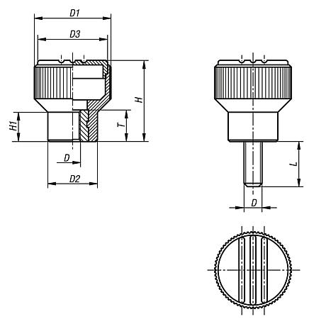 Knurled knobs