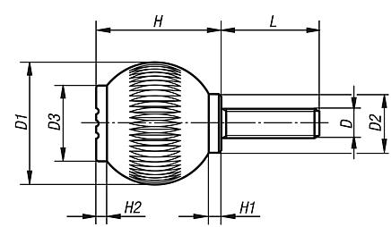 Spherical knobs with external thread