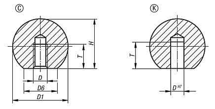 Ball knobs stainless steel or aluminium, DIN 319