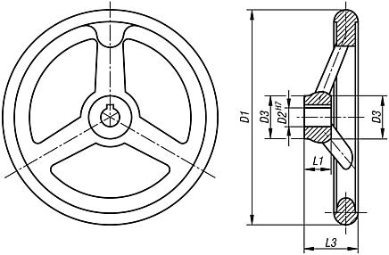 Handwheels DIN 950 grey cast iron, without grip