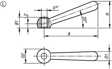 Levers DIN 99, Form L, with hole