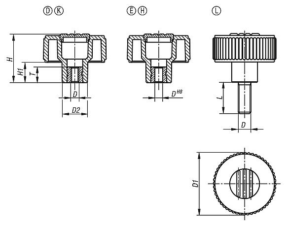 Knurled knobs