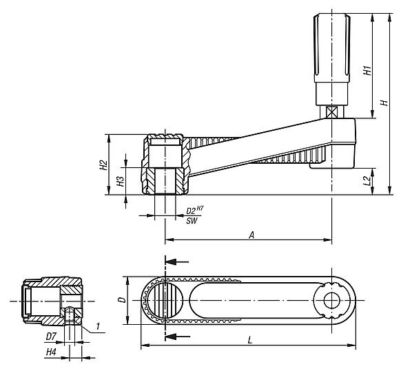 Crank handles with revolving cylinder grip