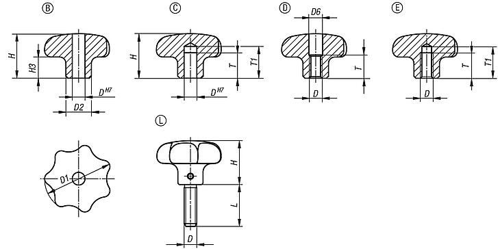 Star gripsstainless steel, similar to DIN 6336