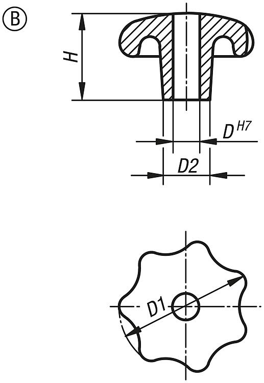 Blohm Star Grips Aluminium Similar To Din 6336 Drilled Through Form B