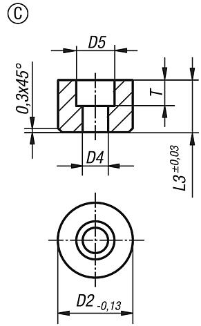 Round inserts with counterbore, Form C