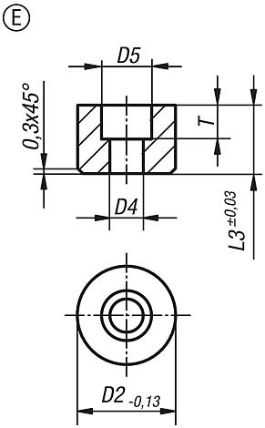 Round inserts with counterbore, Form E