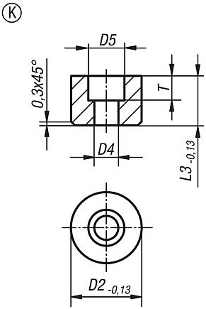 Round inserts with counterbore, Form K