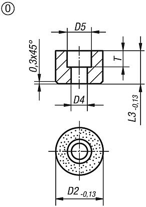 Inserts round with countersink, Form O