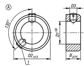 Shaft collars set screw DIN 705, steel , Form A, recess