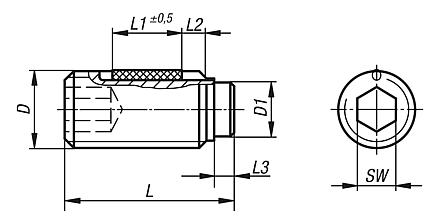 Thrust screw with thread lock