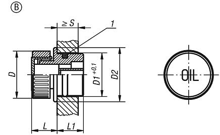 Press-in plugs Form B, with vent