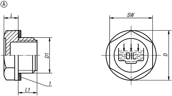 Screw plugs Form A, with fill symbol